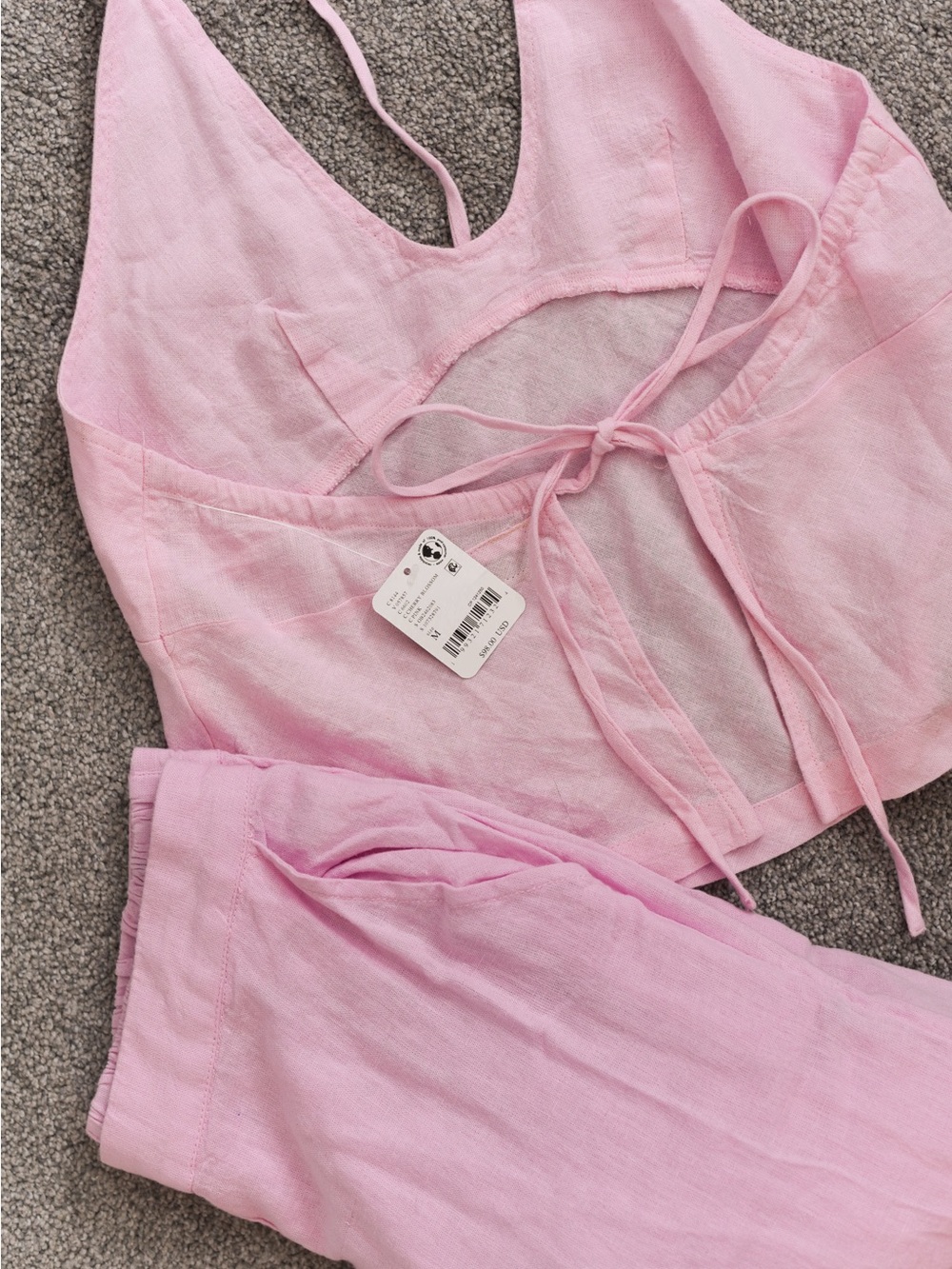 Free People Light Pink Linen Set | NEVER WORN